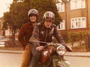 Me and my cousin Mark aboard the much converted ex Kent Constabulary stink wheel in about 1969